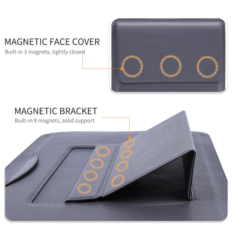 For MacBook 15 / 16 inch PU Leather 4 in 1 Laptop Bag with Functional Bracket