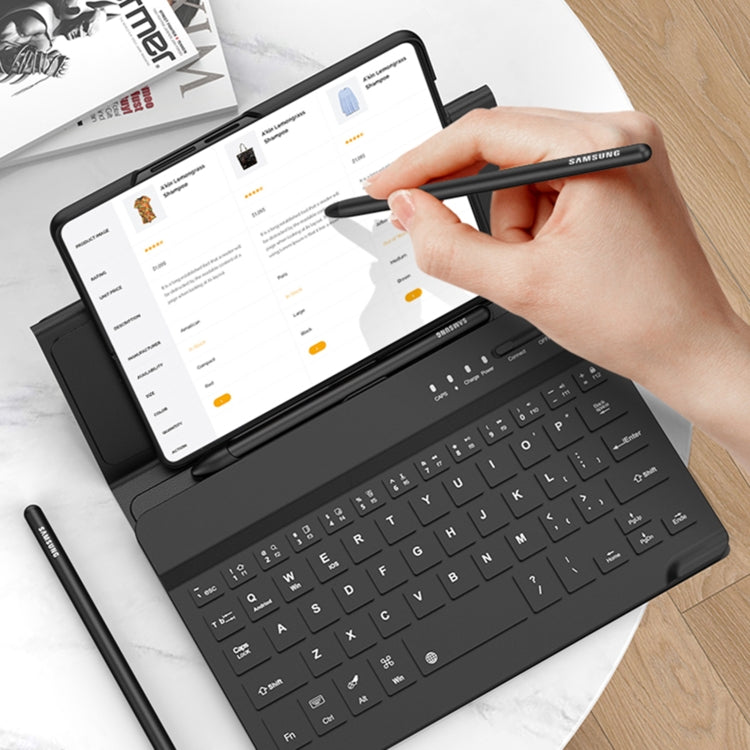 For Samsung Galaxy Z Fold4 GKK Magnetic Folding Bluetooth Keyboard Leather Case(Dark Green)