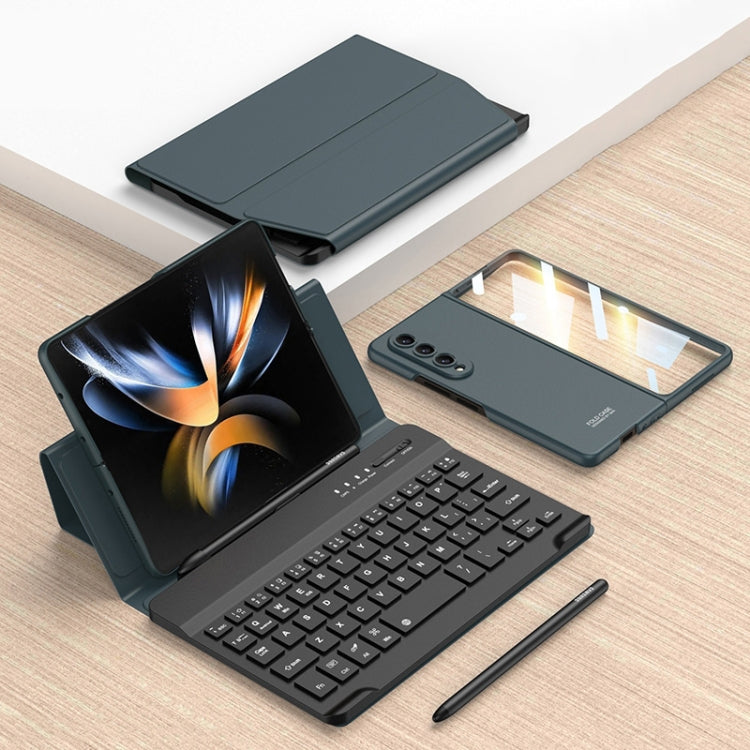 For Samsung Galaxy Z Fold3 5G GKK Magnetic Folding Bluetooth Keyboard Leather Case with Pen + Phone Case
