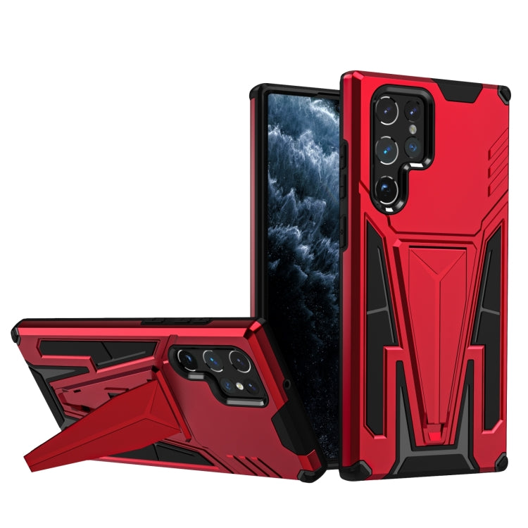 For Samsung Galaxy S23 Ultra 5G Super V Armor PC + TPU Phone Case with Invisible Holder