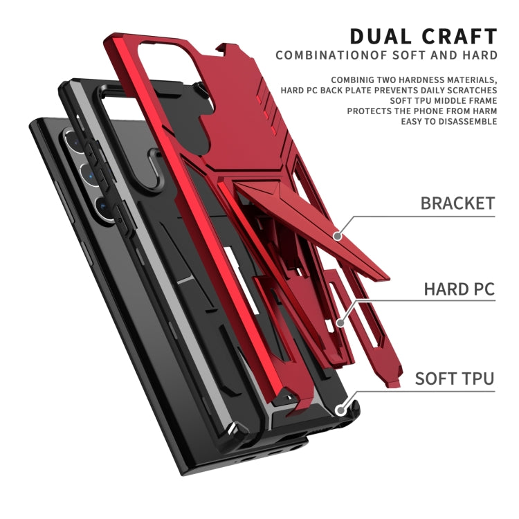 For Samsung Galaxy S23 Ultra 5G Super V Armor PC + TPU Phone Case with Invisible Holder