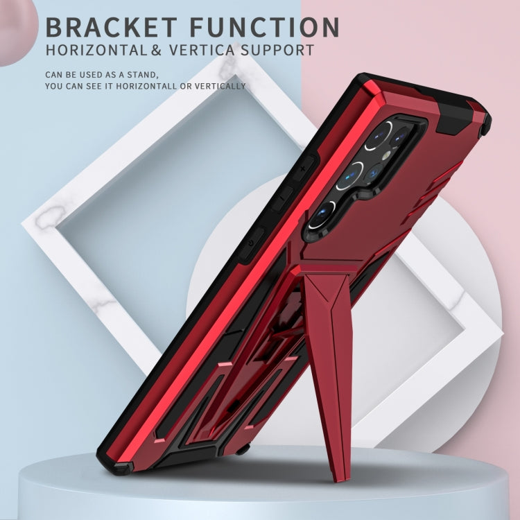 For Samsung Galaxy S23 Ultra 5G Super V Armor PC + TPU Phone Case with Invisible Holder