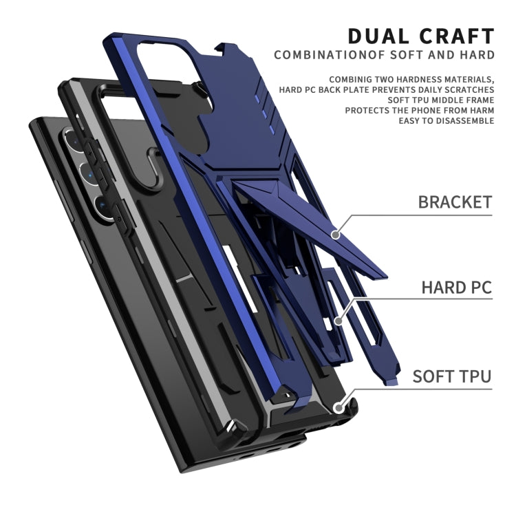 For Samsung Galaxy S23 Ultra 5G Super V Armor PC + TPU Phone Case with Invisible Holder