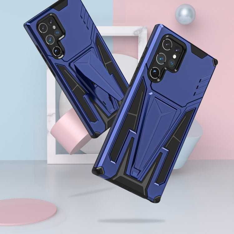 For Samsung Galaxy S23 Ultra 5G Super V Armor PC + TPU Phone Case with Invisible Holder