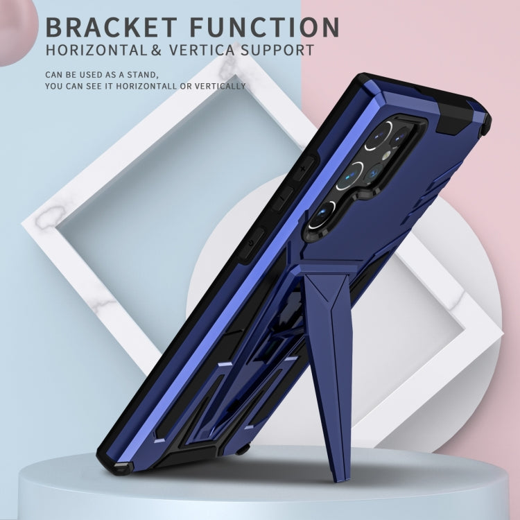 For Samsung Galaxy S23 Ultra 5G Super V Armor PC + TPU Phone Case with Invisible Holder