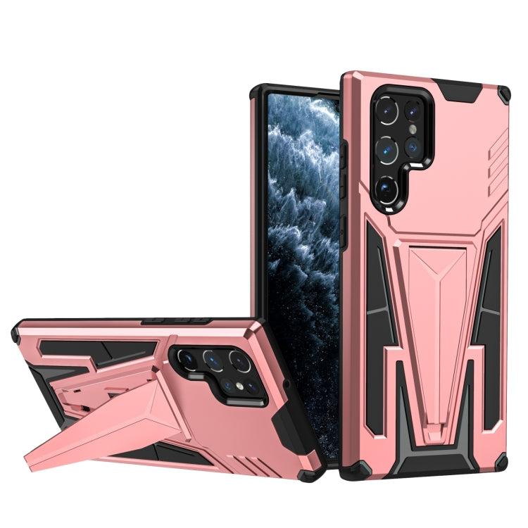 For Samsung Galaxy S23 Ultra 5G Super V Armor PC + TPU Phone Case with Invisible Holder