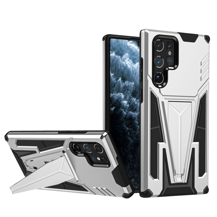 For Samsung Galaxy S23 Ultra 5G Super V Armor PC + TPU Phone Case with Invisible Holder