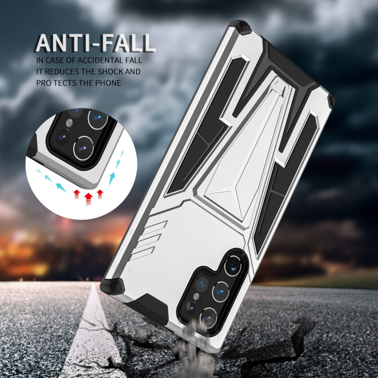 For Samsung Galaxy S23 Ultra 5G Super V Armor PC + TPU Phone Case with Invisible Holder