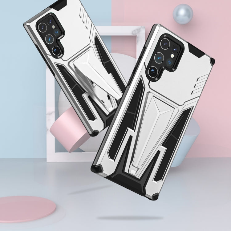 For Samsung Galaxy S23 Ultra 5G Super V Armor PC + TPU Phone Case with Invisible Holder