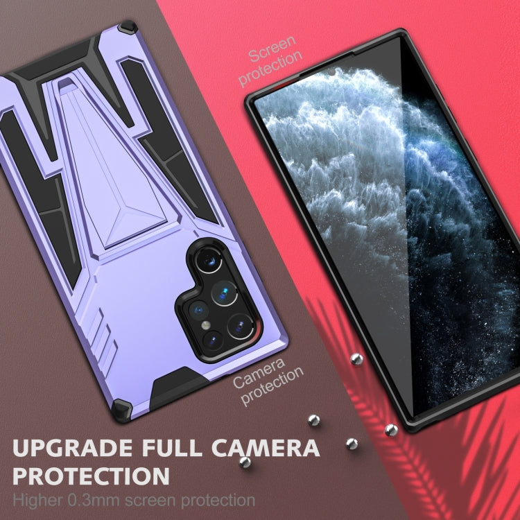 For Samsung Galaxy S23 Ultra 5G Super V Armor PC + TPU Phone Case with Invisible Holder
