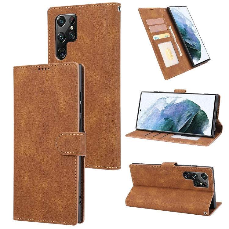 For Samsung Galaxy S23 Ultra 5G Fantasy Classic Skin-feel Calfskin Texture PU Phone Case