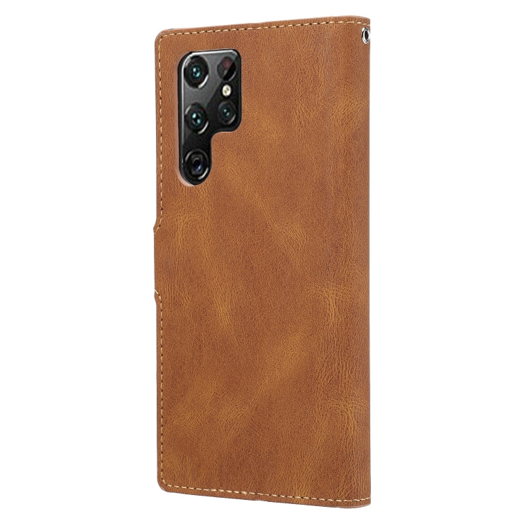 For Samsung Galaxy S23 Ultra 5G Fantasy Classic Skin-feel Calfskin Texture PU Phone Case