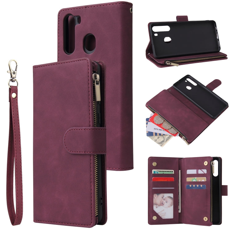 For Galaxy A21 Multifunctional Horizontal Flip Leather Case, with Card Slot & Holder & Zipper Wallet & Photo Frame