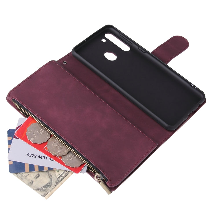 For Galaxy A21 Multifunctional Horizontal Flip Leather Case, with Card Slot & Holder & Zipper Wallet & Photo Frame