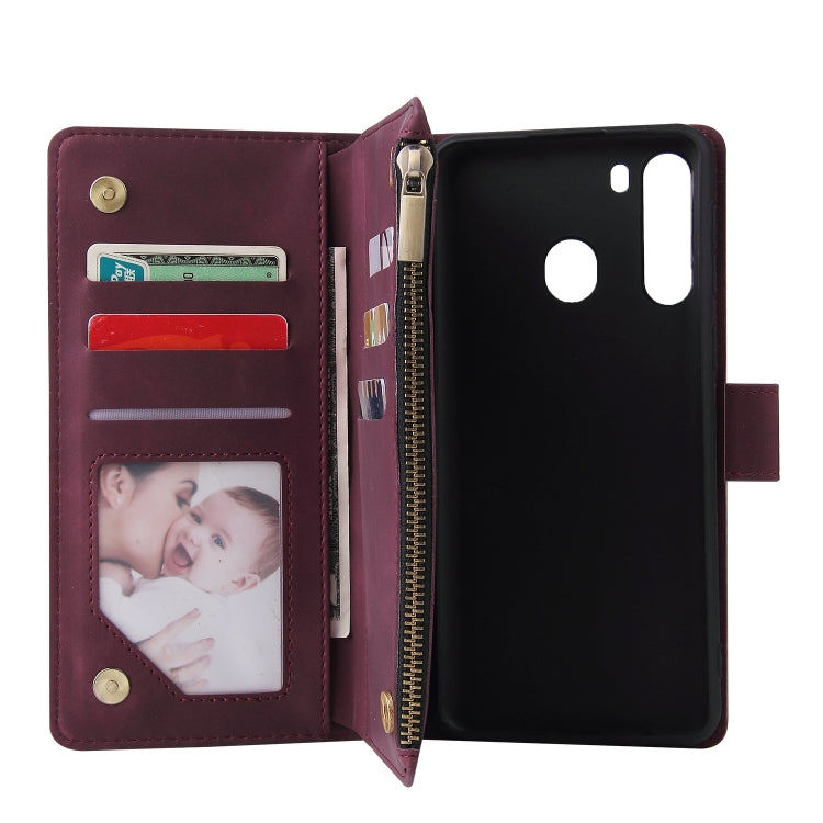 For Galaxy A21 Multifunctional Horizontal Flip Leather Case, with Card Slot & Holder & Zipper Wallet & Photo Frame