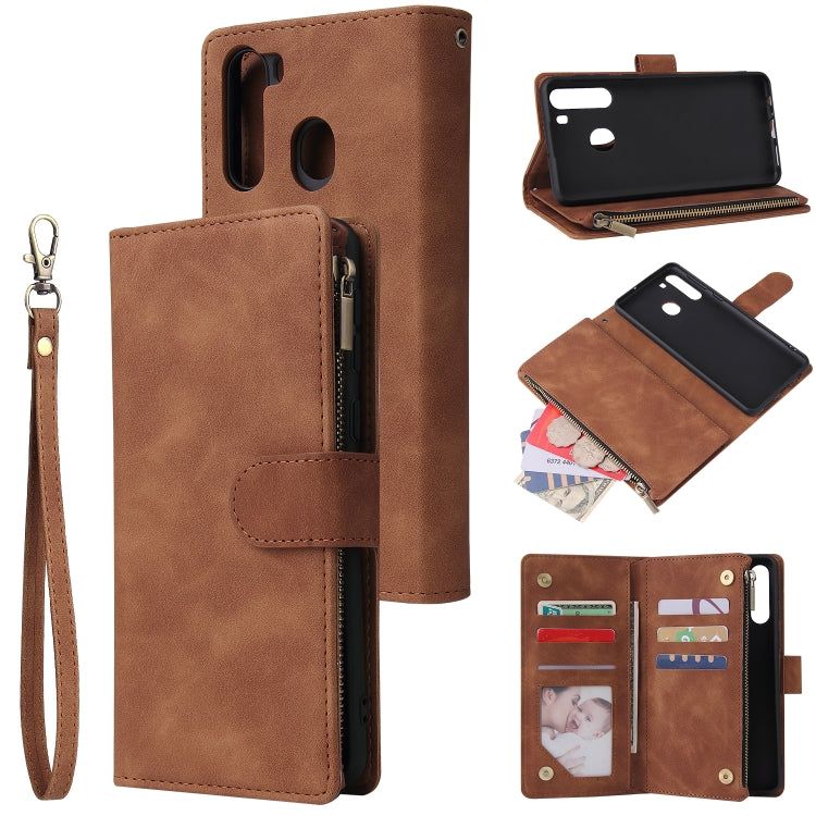 For Galaxy A21 Multifunctional Horizontal Flip Leather Case, with Card Slot & Holder & Zipper Wallet & Photo Frame