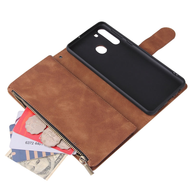 For Galaxy A21 Multifunctional Horizontal Flip Leather Case, with Card Slot & Holder & Zipper Wallet & Photo Frame