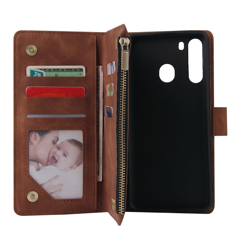 For Galaxy A21 Multifunctional Horizontal Flip Leather Case, with Card Slot & Holder & Zipper Wallet & Photo Frame
