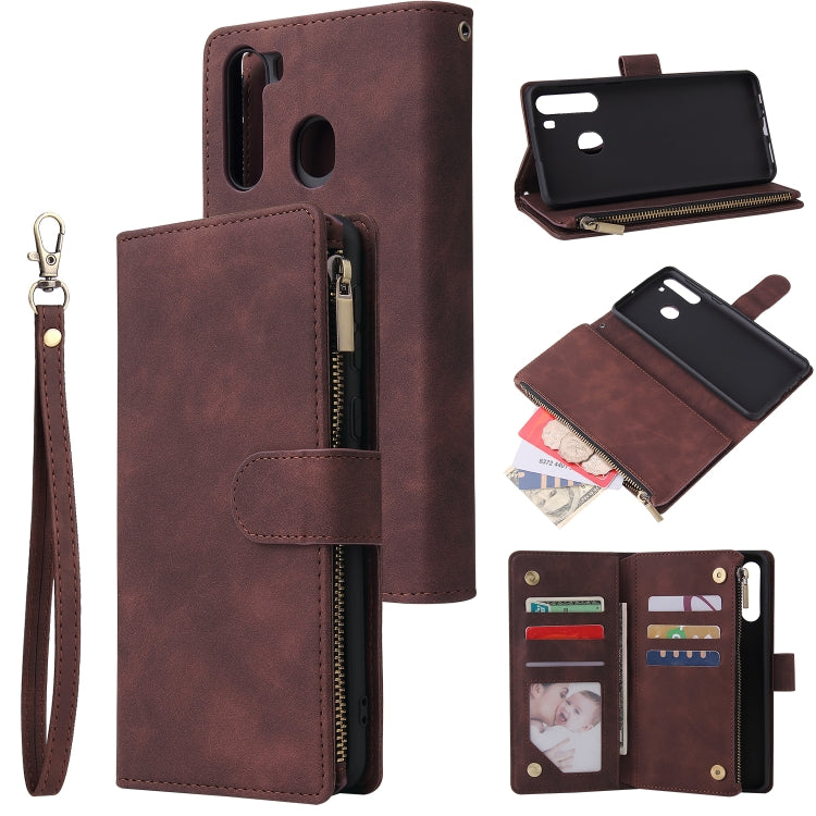 For Galaxy A21 Multifunctional Horizontal Flip Leather Case, with Card Slot & Holder & Zipper Wallet & Photo Frame