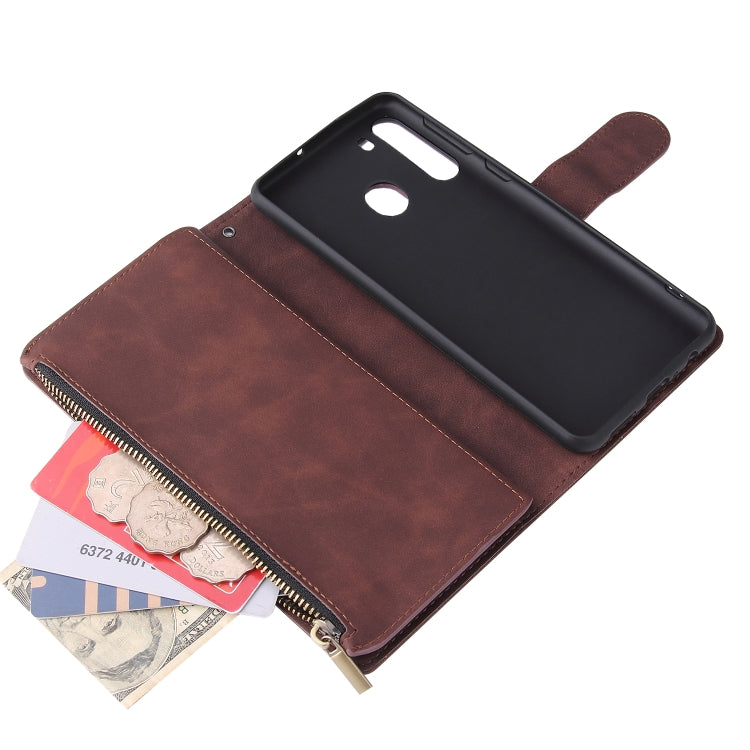 For Galaxy A21 Multifunctional Horizontal Flip Leather Case, with Card Slot & Holder & Zipper Wallet & Photo Frame