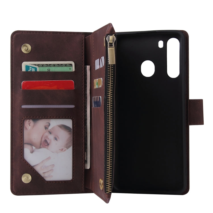 For Galaxy A21 Multifunctional Horizontal Flip Leather Case, with Card Slot & Holder & Zipper Wallet & Photo Frame
