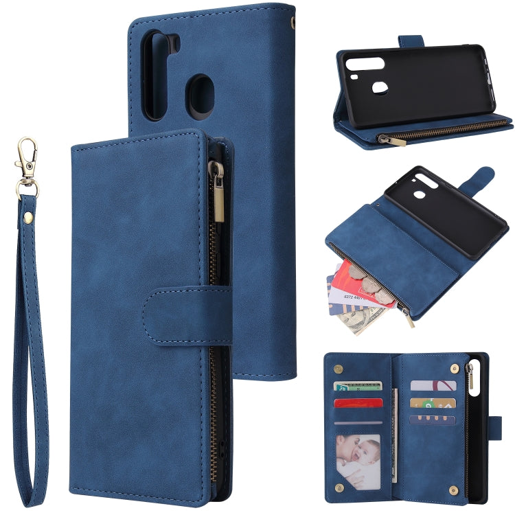 For Galaxy A21 Multifunctional Horizontal Flip Leather Case, with Card Slot & Holder & Zipper Wallet & Photo Frame