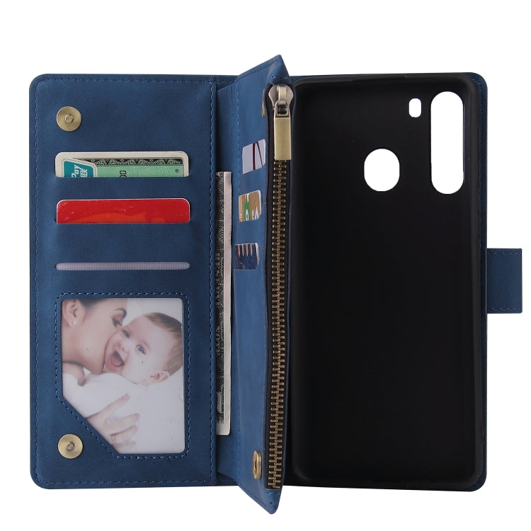 For Galaxy A21 Multifunctional Horizontal Flip Leather Case, with Card Slot & Holder & Zipper Wallet & Photo Frame