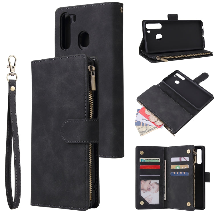 For Galaxy A21 Multifunctional Horizontal Flip Leather Case, with Card Slot & Holder & Zipper Wallet & Photo Frame