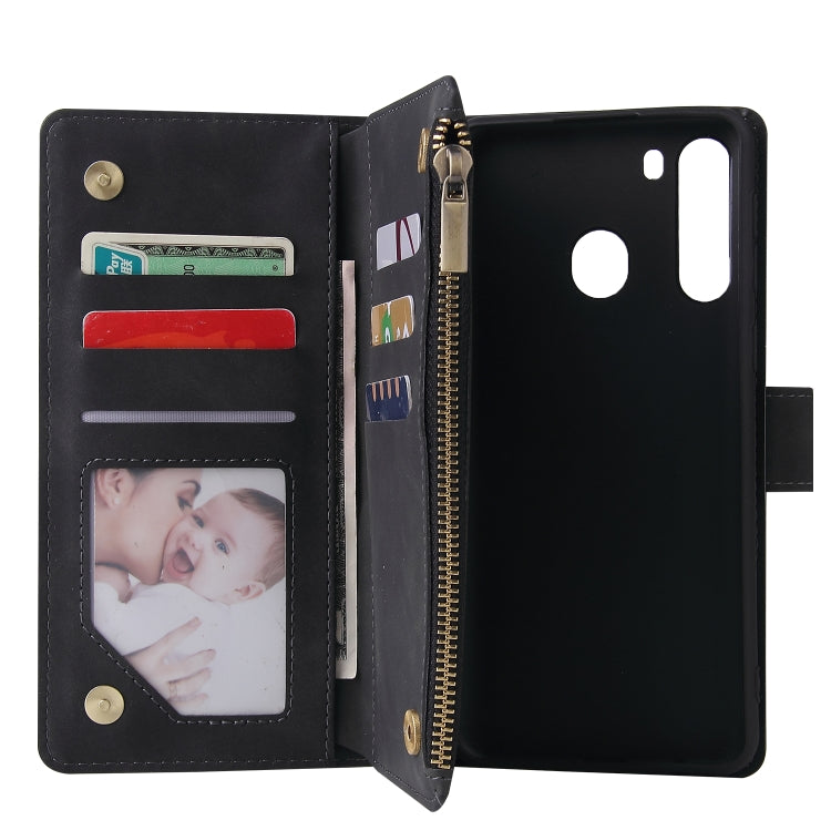 For Galaxy A21 Multifunctional Horizontal Flip Leather Case, with Card Slot & Holder & Zipper Wallet & Photo Frame