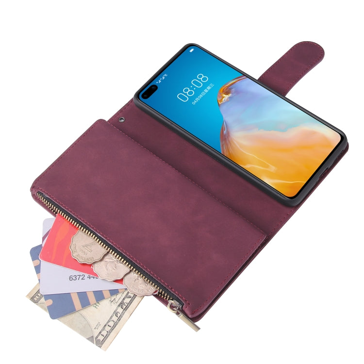 For Huawei P40 Multifunctional Horizontal Flip Leather Case, with Card Slot & Holder & Zipper Wallet & Photo Frame