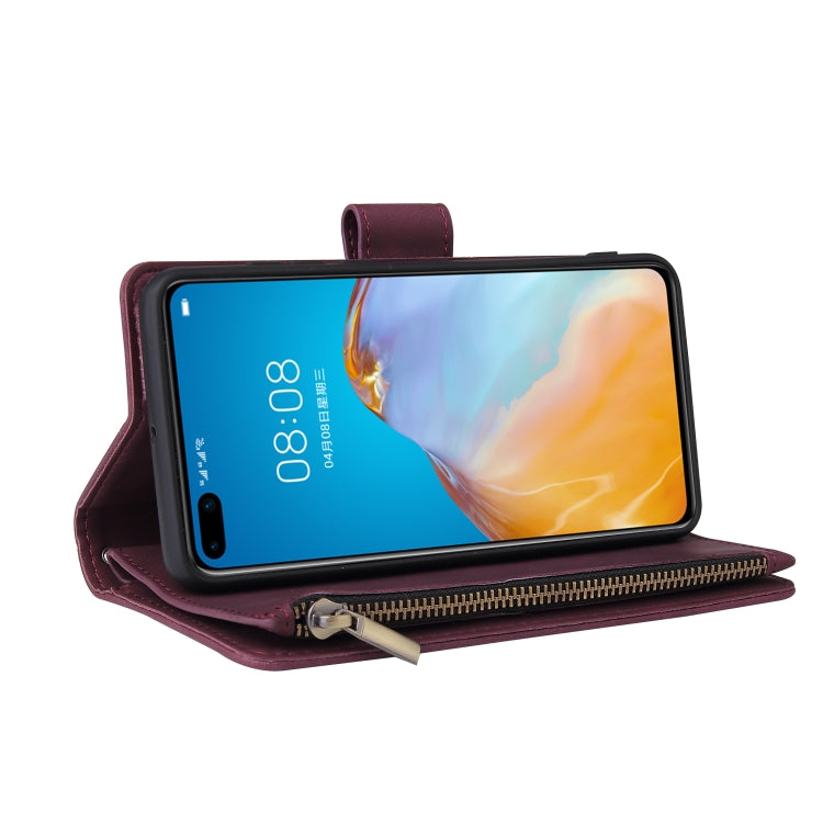 For Huawei P40 Multifunctional Horizontal Flip Leather Case, with Card Slot & Holder & Zipper Wallet & Photo Frame