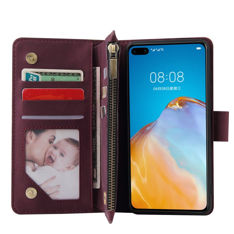 For Huawei P40 Multifunctional Horizontal Flip Leather Case, with Card Slot & Holder & Zipper Wallet & Photo Frame