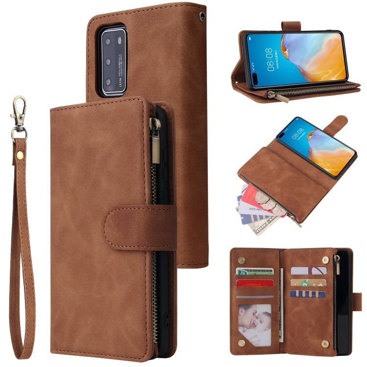 For Huawei P40 Multifunctional Horizontal Flip Leather Case, with Card Slot & Holder & Zipper Wallet & Photo Frame