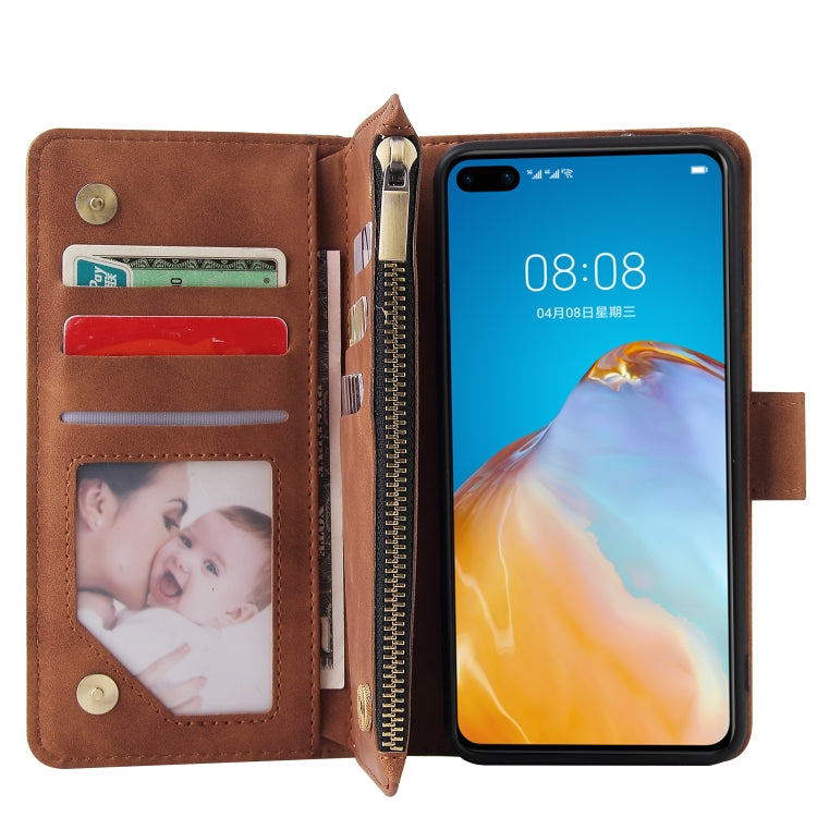 For Huawei P40 Multifunctional Horizontal Flip Leather Case, with Card Slot & Holder & Zipper Wallet & Photo Frame