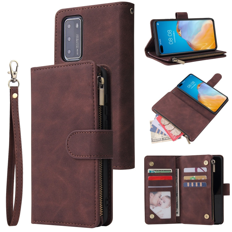 For Huawei P40 Multifunctional Horizontal Flip Leather Case, with Card Slot & Holder & Zipper Wallet & Photo Frame