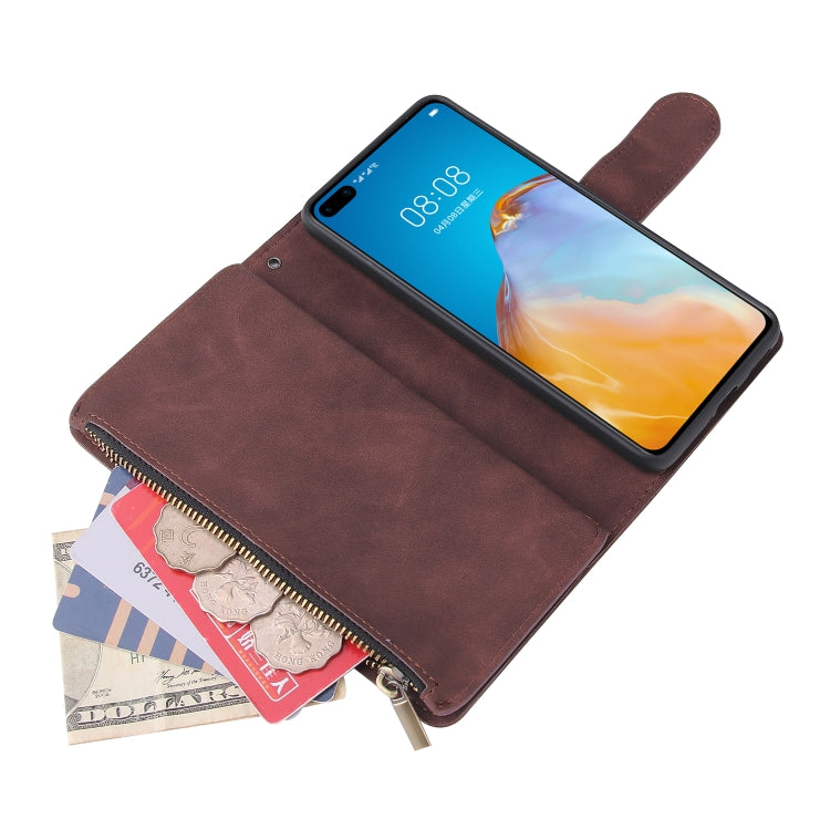 For Huawei P40 Multifunctional Horizontal Flip Leather Case, with Card Slot & Holder & Zipper Wallet & Photo Frame