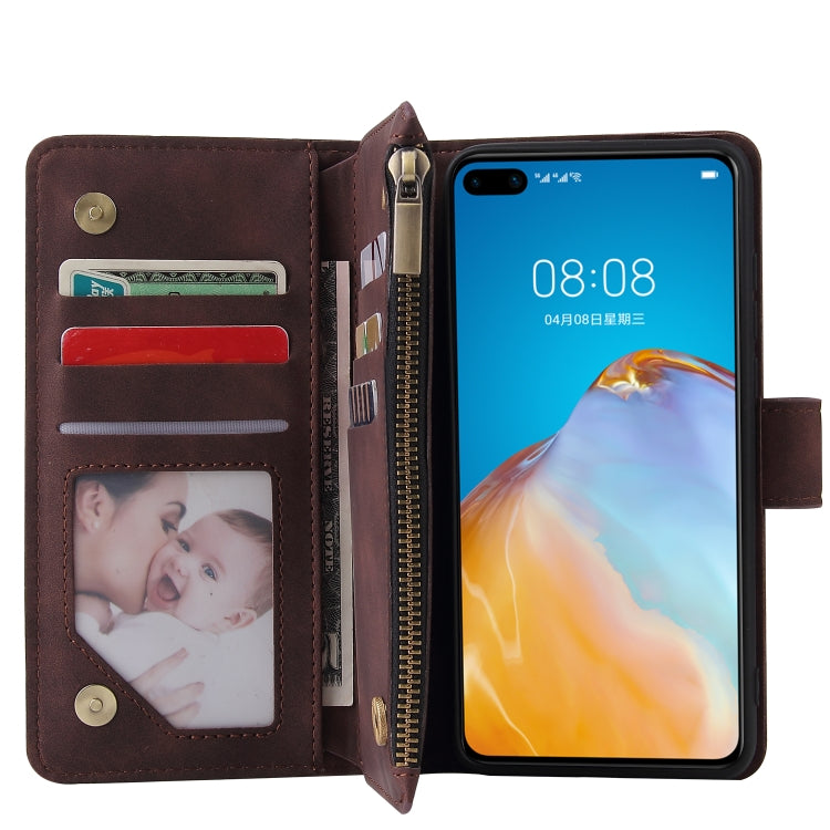 For Huawei P40 Multifunctional Horizontal Flip Leather Case, with Card Slot & Holder & Zipper Wallet & Photo Frame
