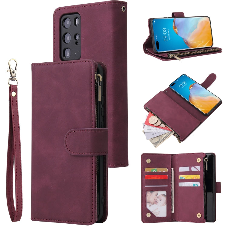 For Huawei P40 Pro Multifunctional Horizontal Flip Leather Case, with Card Slot & Holder & Zipper Wallet & Photo Frame