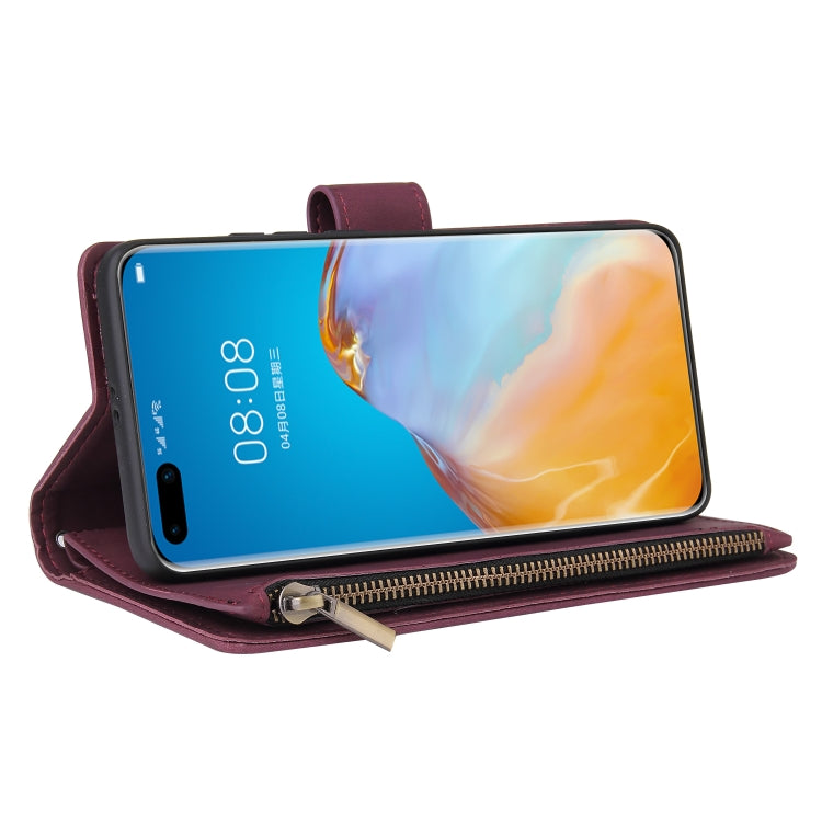For Huawei P40 Pro Multifunctional Horizontal Flip Leather Case, with Card Slot & Holder & Zipper Wallet & Photo Frame