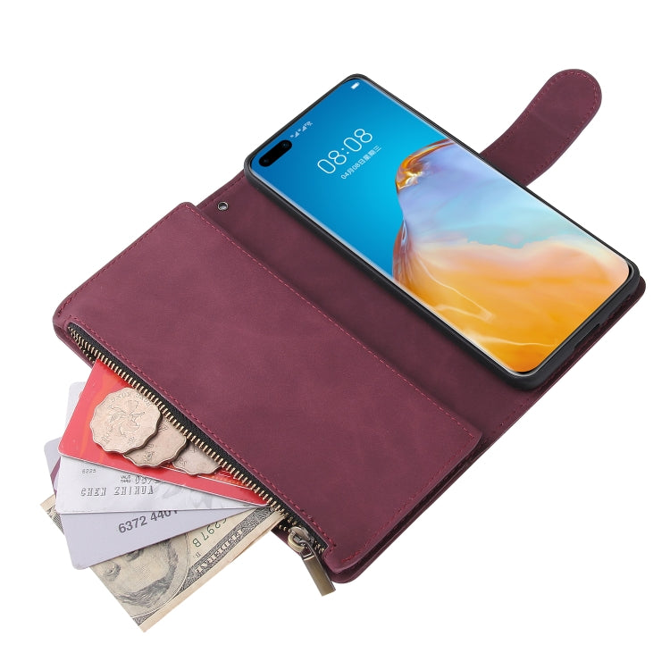 For Huawei P40 Pro Multifunctional Horizontal Flip Leather Case, with Card Slot & Holder & Zipper Wallet & Photo Frame