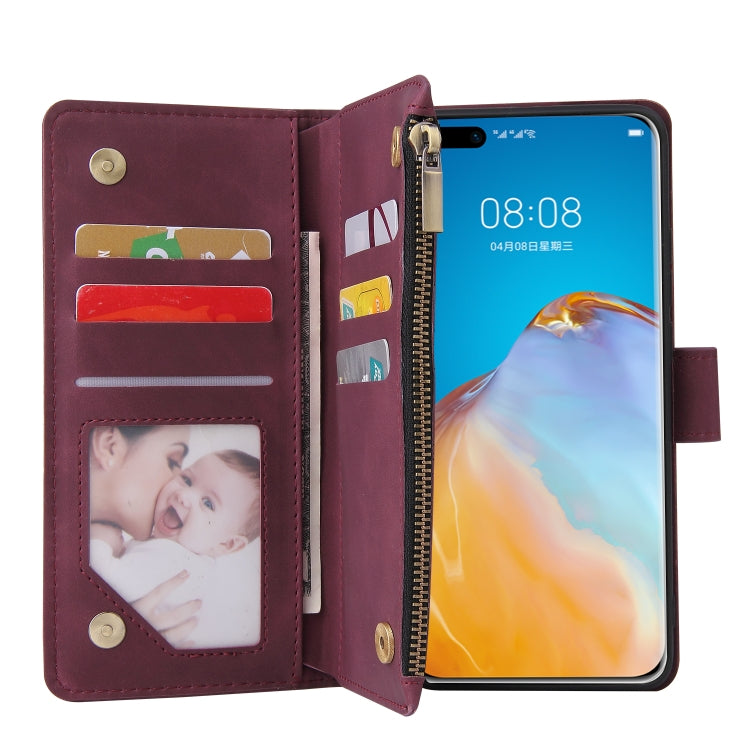 For Huawei P40 Pro Multifunctional Horizontal Flip Leather Case, with Card Slot & Holder & Zipper Wallet & Photo Frame
