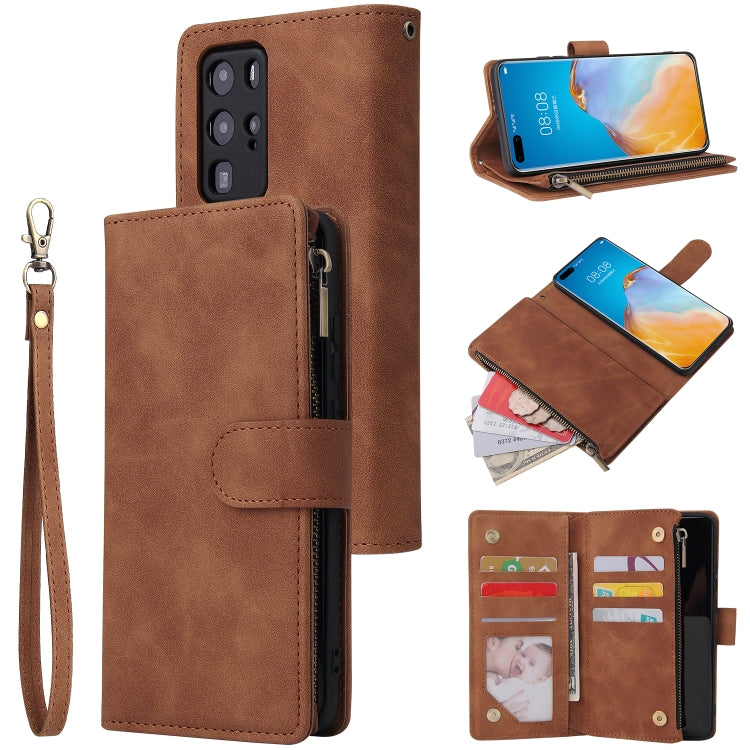For Huawei P40 Pro Multifunctional Horizontal Flip Leather Case, with Card Slot & Holder & Zipper Wallet & Photo Frame