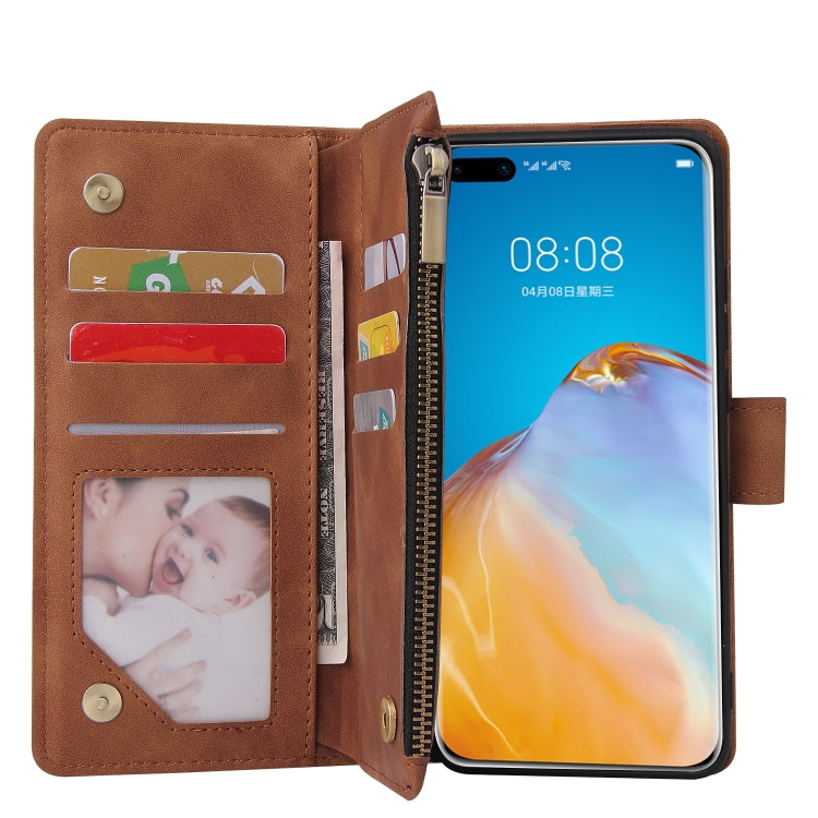 For Huawei P40 Pro Multifunctional Horizontal Flip Leather Case, with Card Slot & Holder & Zipper Wallet & Photo Frame