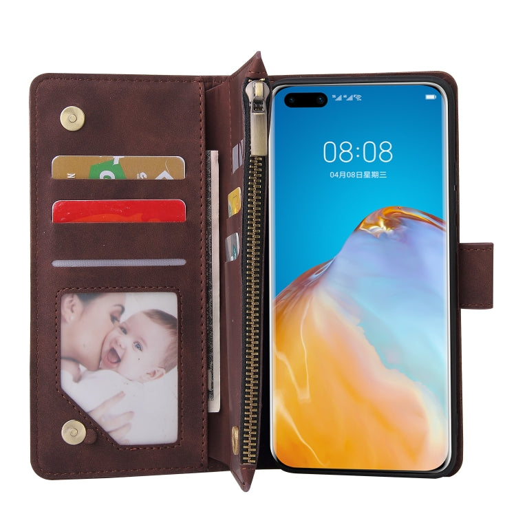 For Huawei P40 Pro Multifunctional Horizontal Flip Leather Case, with Card Slot & Holder & Zipper Wallet & Photo Frame