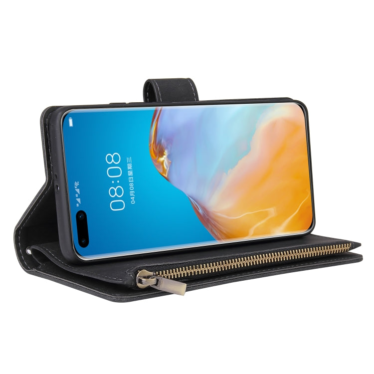 For Huawei P40 Pro Multifunctional Horizontal Flip Leather Case, with Card Slot & Holder & Zipper Wallet & Photo Frame