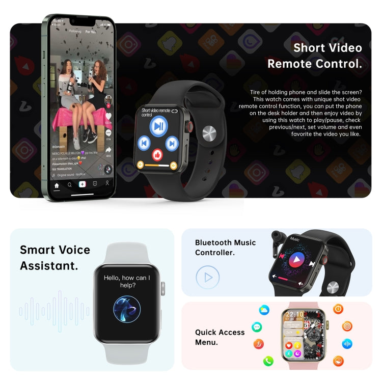 N76 Pro Max 1.92 inch Square Screen Smart Watch Supports Non-invasive Blood Glucose/Blood Oxygen Monitoring