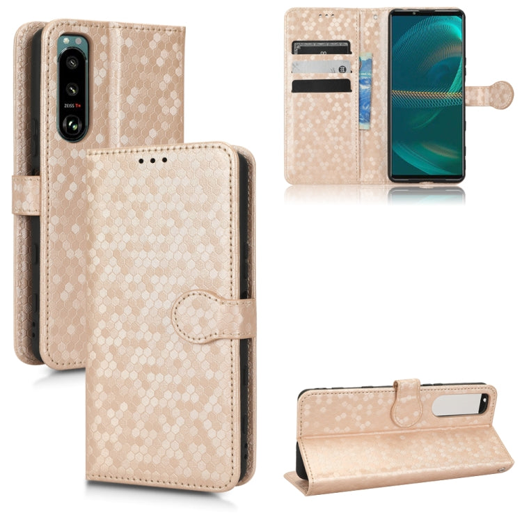 For Sony Xperia 5 III Honeycomb Dot Texture Leather Phone Case