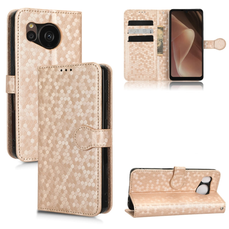 For Sharp Aquos Sense7 Plus Honeycomb Dot Texture Leather Phone Case