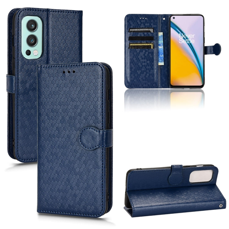 For OnePlus Nord 2 5G Honeycomb Dot Texture Leather Phone Case
