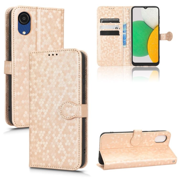 For Samsung Galaxy A03 Core Honeycomb Dot Texture Leather Phone Case